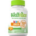 Wellvites Sugar Free Kids Immune Daily Gummy Vitamins - Vegan, Non-GMO - Vitamine C Gummies for Kids Immune Support, No Artificial Sweeteners, Gluten-Free, Gelatine-Free, 60 Tellen (30 dagen levering)