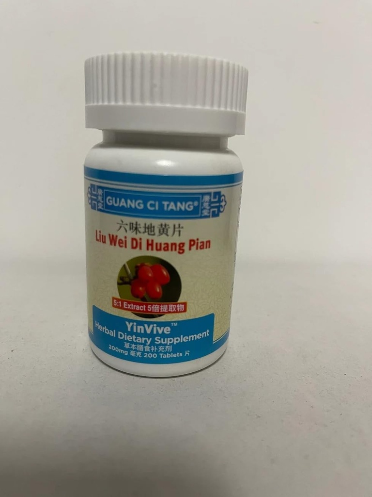 Liu Wei Di Huang Pian (Wan) (YinVive) 200 mg 200 tabletten, wordt beschouwd als een krachtige niertonic, ondersteunende nierfunctie