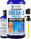 Omega 3 Huile de poisson pour chiens - Meilleur que l'huile de saumon - Supplément d'huile de poisson pour chiens pour réduire le défrichement et les démangeaisons - Soutient la santé des articulations, du cerveau et du coeur - Supplément de peau et de manteau - Huile de poisson liquide