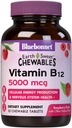 Bluebonnet Voeding Aarde Zoet Vitamine B12 5000 mcg Kauwtabletten, Sojavrij, Glutenvrij, Kosjer Gecertificeerd, Dairy-Free, Veganistisch, Raspberry Flavored, 30 Kauwtabletten, 30 porties