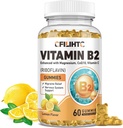 Vitamine B2 Gummies Riboflavine 400 mg Supplement voor kinderen en volwassenen - Magnesium Glycinate, Zink, CoQ10, Vitamine B12 - Migraine Relief & Energy, Nervous System Support, Suikervrije Citroensmaak, 60ct