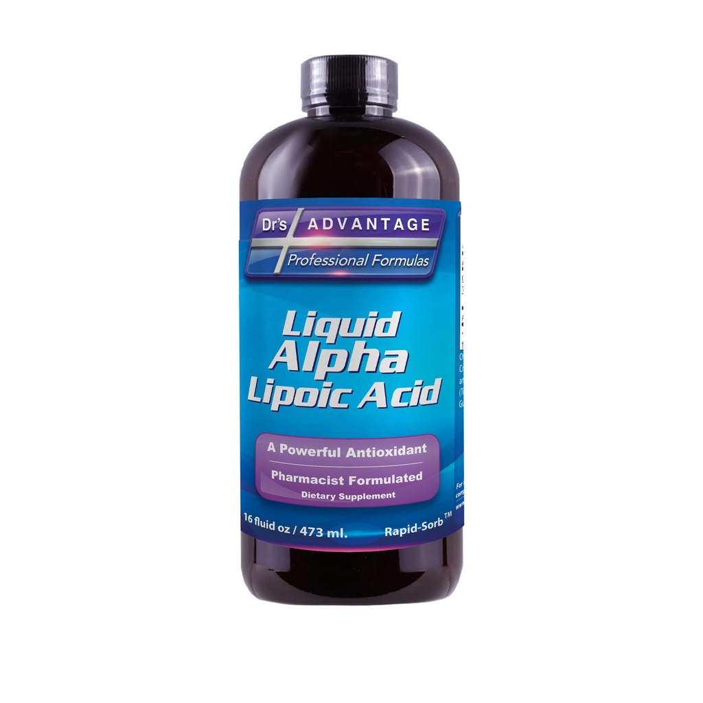 Alpha Lipoic Acid - Liquid Dietary Supplement met 50mg ALA per portie - Verpakt met Antioxidanten - Apotheek Geformuleerd, Rapid-Sorb Technologie voor Nutriënt Absorptie - 16 fl. oz.