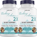 15 dagen Reiniging 2X - Dubbele Gut & Colon Ondersteuning - Geavanceerde Gut Cleanse Detox voor vrouwen en mannen met Alfalfa, Cascara Sagrada, Probiotica & Psyllium Husk - Non-GMO - Made in USA - 60 Capsules (2 flessen)