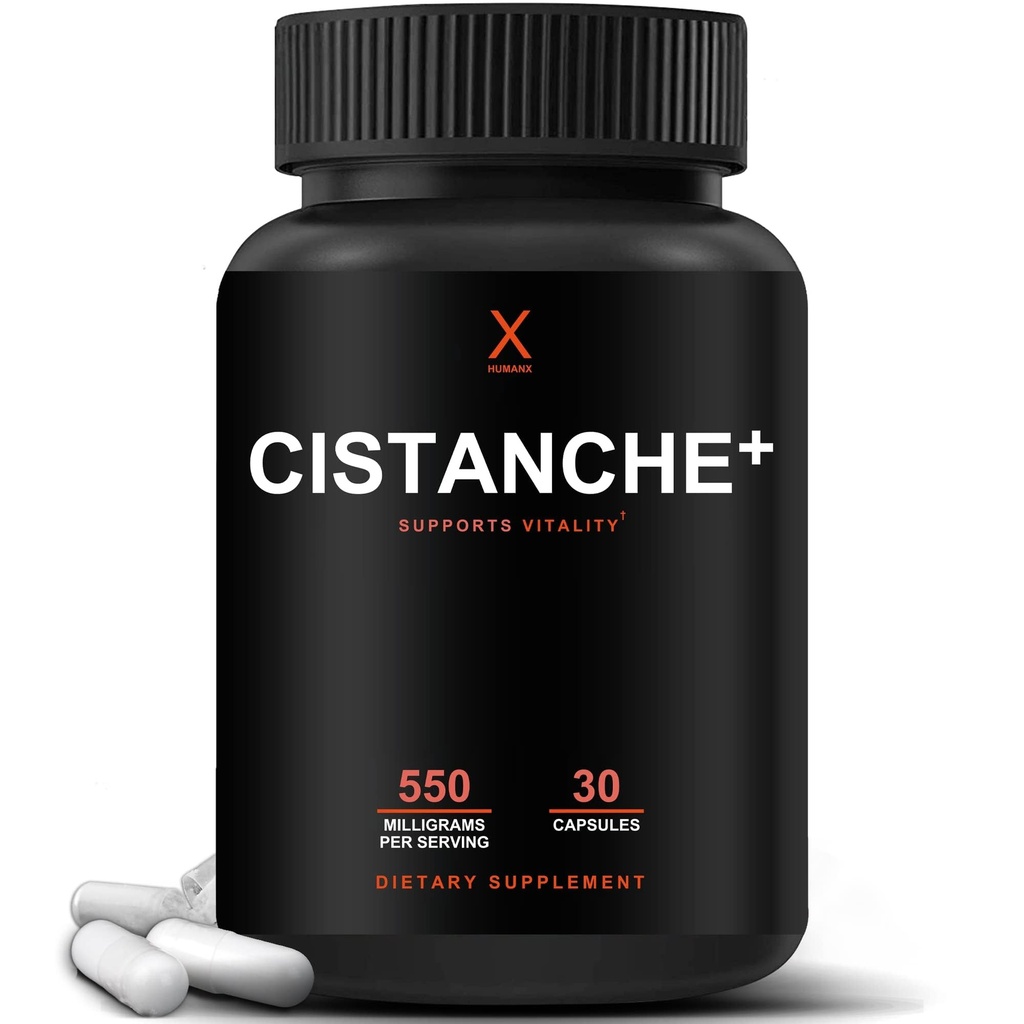 Humanx Cistanche+ 550MG (Cistanche Tubulosa Extract Powder for Men) USA Made - Easy to Swallow Capsules - Powerful Supplement to Support Athletic Performance, Strength, & Vitality