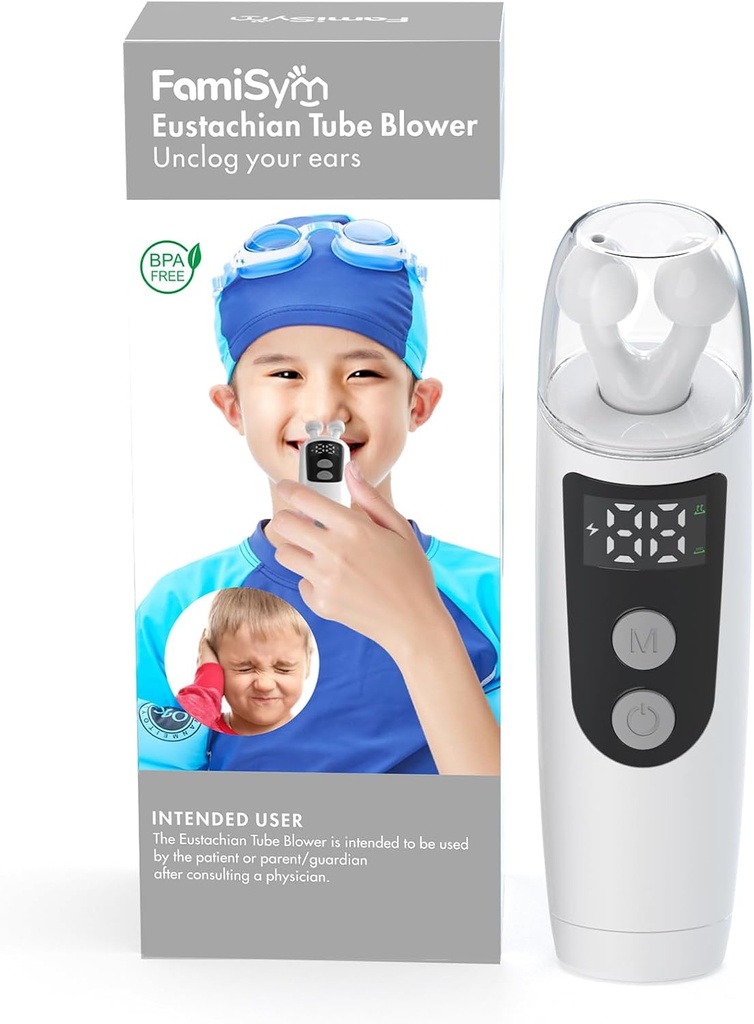 FamiSym Eustachian Tube Unclogger, Oordruk Relief Apparaat Huis voor Tinnitus en Oorpijn, Onderhoudt Oordruk Balance, Verlicht oor Ongemak, 501-wit