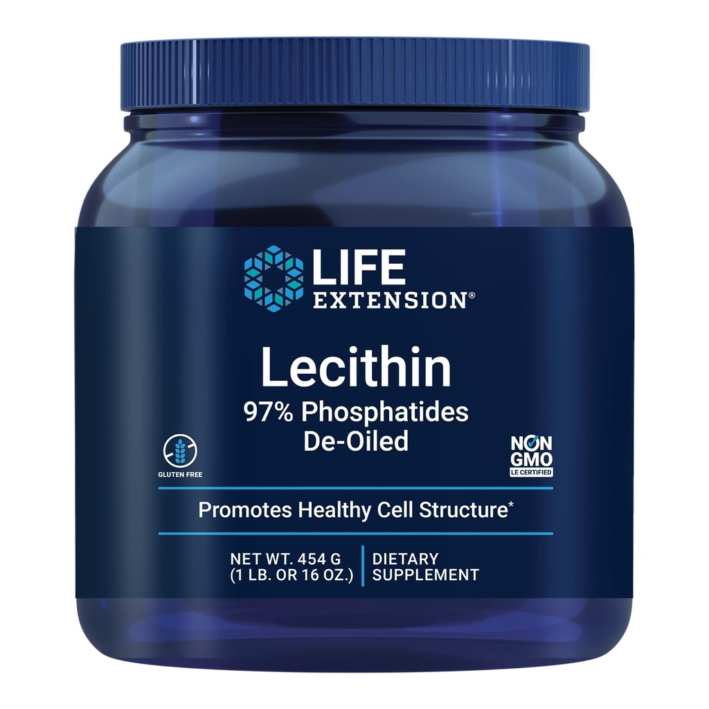 Prolongation de vie Lécithine, favorise la structure et la fonction cellulaire saine dans le cerveau, sans gluten, non-OGM, végétarien, 454 Grams