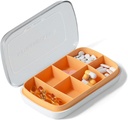 Pill Organizer 1Pack,Pocket Pharmacie,7Compartiments Petite Pill Box,Pill Organizer,Portable Pill Case,Medicine Organizer Box for Pocket Purse Vitamine Container(Orange)