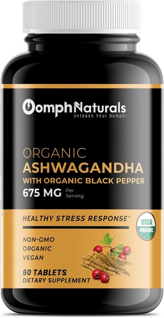 Biologische Ashwagandha 675 mg, 60 Vegan Capsules Pure Biologische Ashwagandha Poeder en Wortel Extract