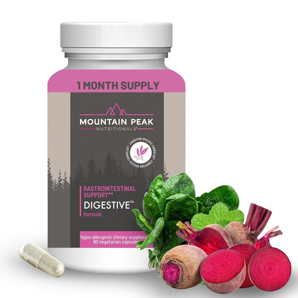 Mountain Peak Nutritionals Digestieve enzymen en probiotica voor Gut Health & Bloating Relief - Advanced Digestie Supplement w/12 Strain Probiotic Blend & Betaine HCl (90 Vegetarische Capsules)