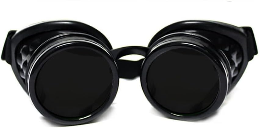 GloFX Steampunk Goggles Tinted - Rave EDM Festival Accessoires - Gothic Cosplay Lasser Goggles - Black Goggles with Dark Tint Lens