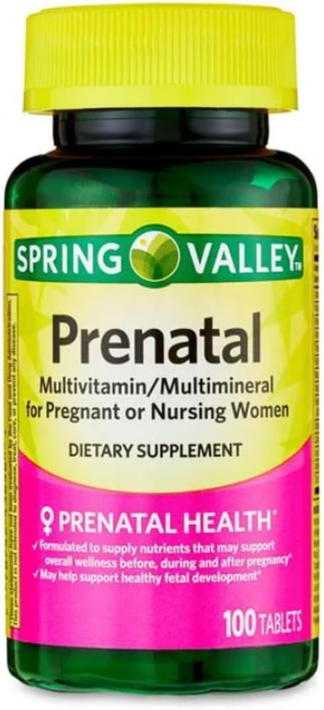 Prenatale Multivitamine/Multimineral voor Zwangere en Verpleegkundige Vrouwen Dieetsupplement Tabletten, 100 Tellen