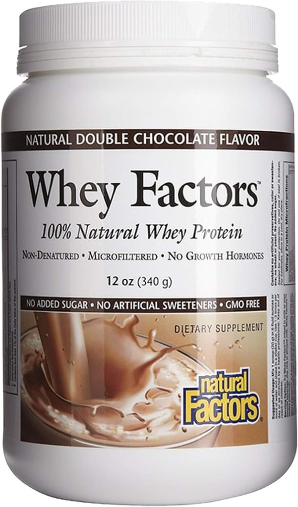 Facteurs de lactosérum par facteurs naturels, concentré de protéines de lactosérum, aide le développement musculaire et la santé immunitaire, chocolat double, 12 oz