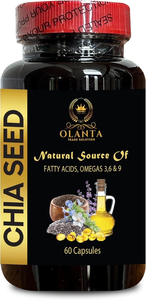 Chia Seeds Extract - CHIA Seed - Energy Booster, antioxydant Vitamines Suppléments, chia Seeds Oméga 3 et Fibre, chia Seeds superfood salvia hispanica - 1 bouteille 60 Softgels