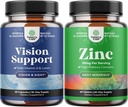 Bundel van Complete Eye Health Supplement voor volwassenen voor het zicht Droge Ogen Druk en Blauw Licht Bescherming en Zink Complex voor Immune System en Zink