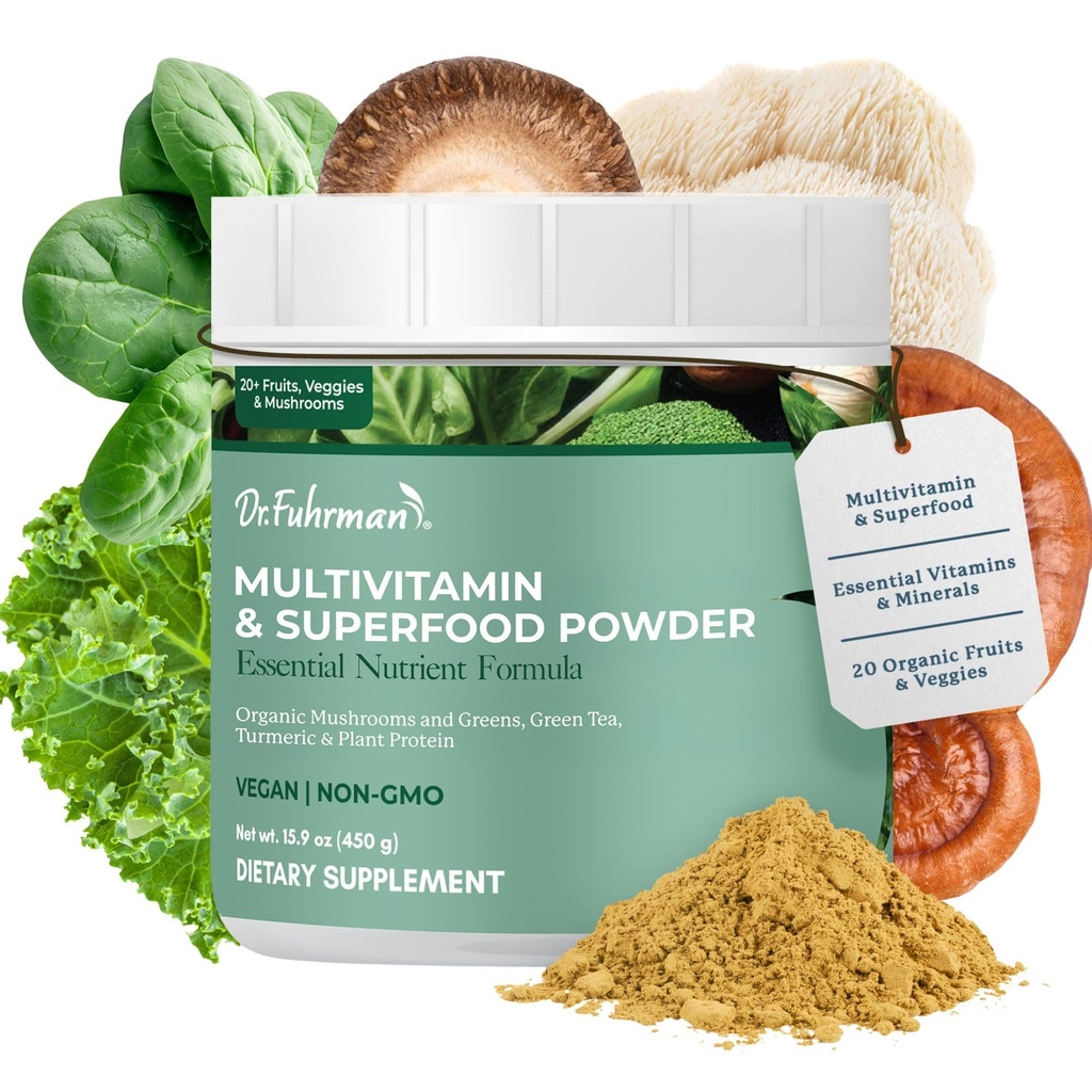 Dr. Fuhrman Whole Food Greens Powder (en anglais seulement) Premium Greens Superfood Powder Multivitamin (en anglais seulement) Protéines à base de plantes pour le soutien immunitaire et la santé des plantes