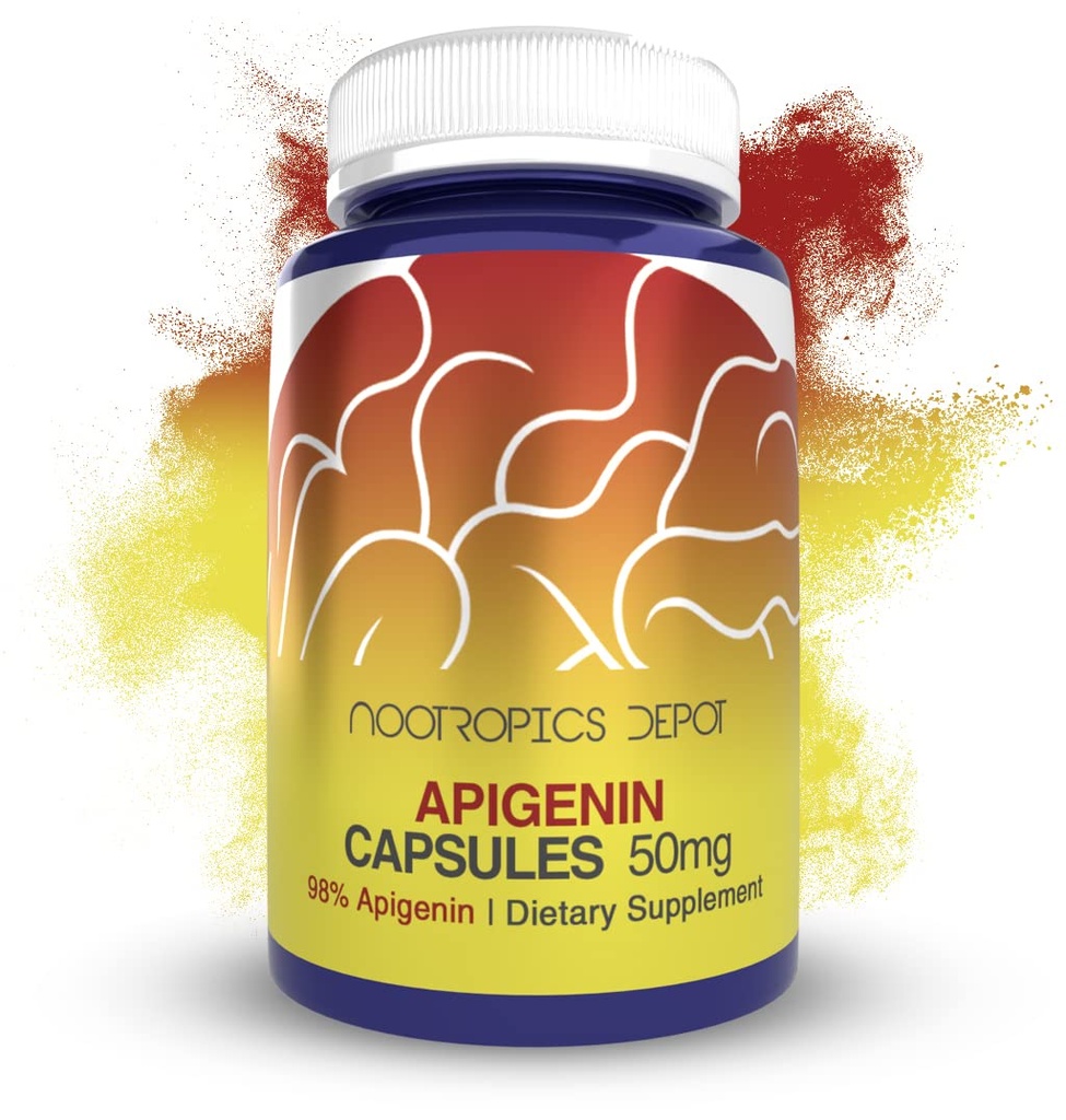 Nootropics Depot Apigenin Capsules 50mg 180 Telling >98% Apigenin Ondersteunt ontspanning, gezamenlijke gezondheid en NAD+ Niveaus