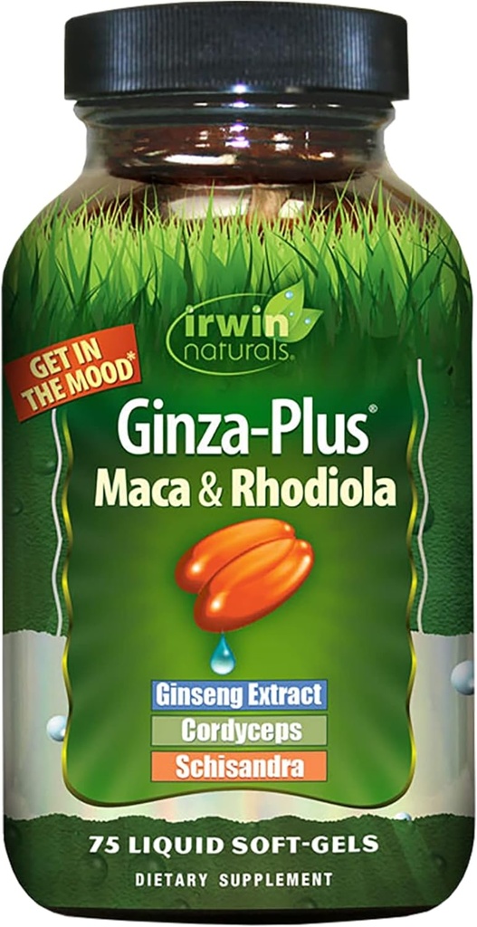 Irwin Naturals Ginza Plus Endurance, Energy, Balance Dietary Supplement Liquid Gel Caps, 75-Count Bottle