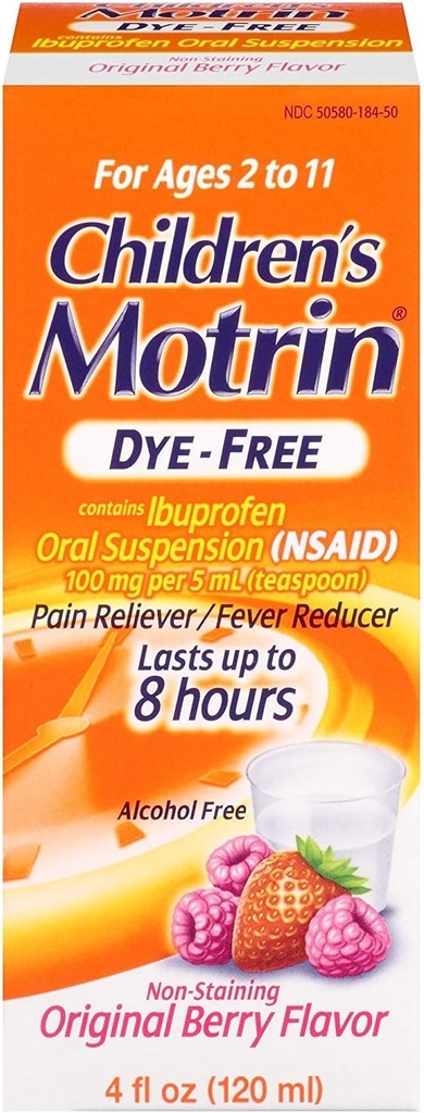 Motrin enfants sans colorant analgésique et réducteur de fièvre, 4 Fluid Ounce (5 Pack)