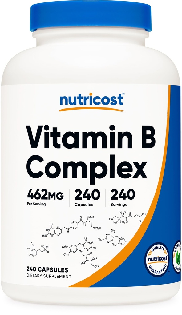 Nutricost Vitamine B Complex 462mg, 240 Capsules - met vitamine C - Energy Complex