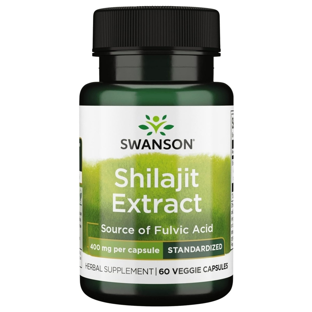 Swanson Shilajit Extract - Herbal Supplement Promoting Cell Growth Support - Natuurlijke formule voor algemene wellness - (400 Milligram 60 Veg Capsules)