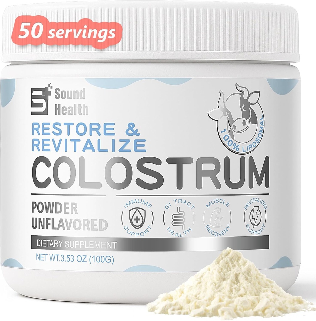 Colostrum Supplement Powder for Humans - Organic Bove Colostrum Supplement for Gut Health, Hair Growth, Beauty, and Immune Support - Unflavored (50 Servings)