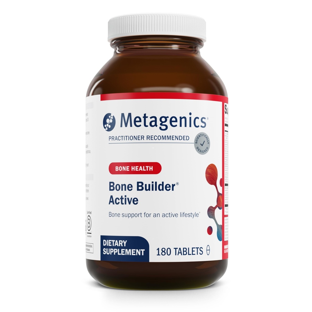 Métagène Constructeur de os actif - Supplément de calcium, de magnésium, de phosphore et de vitamine D* - Soutient la densité, la force et le vieillissement des os* - Non-OGM, sans gluten - 180 comprimés