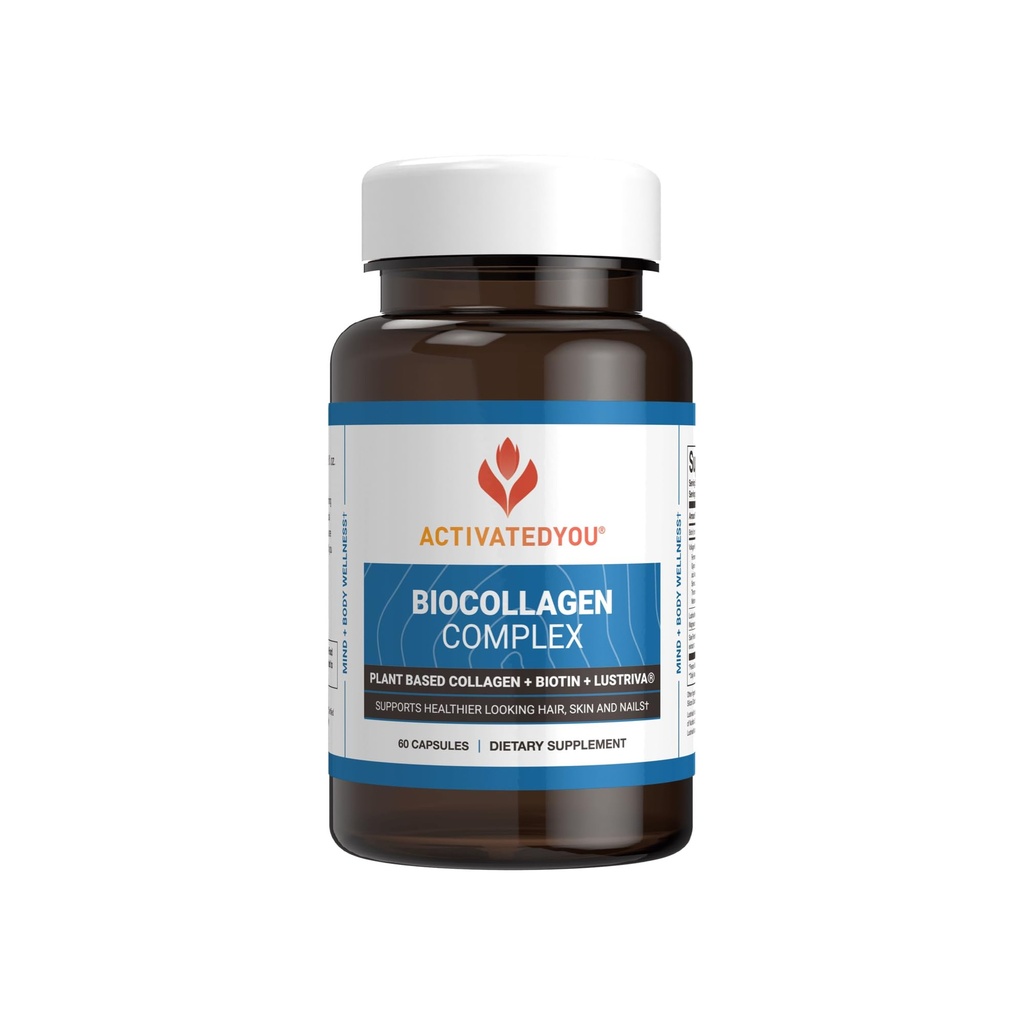 ActivatedYou BioCollagen Complex Plant-Based Collagen for Women & Men - Designed to Promote Skin Firmness, Muscle Strength & Hair Volume, 2 Daily Capsules Supports Youthful Appearance & Joint Mobility