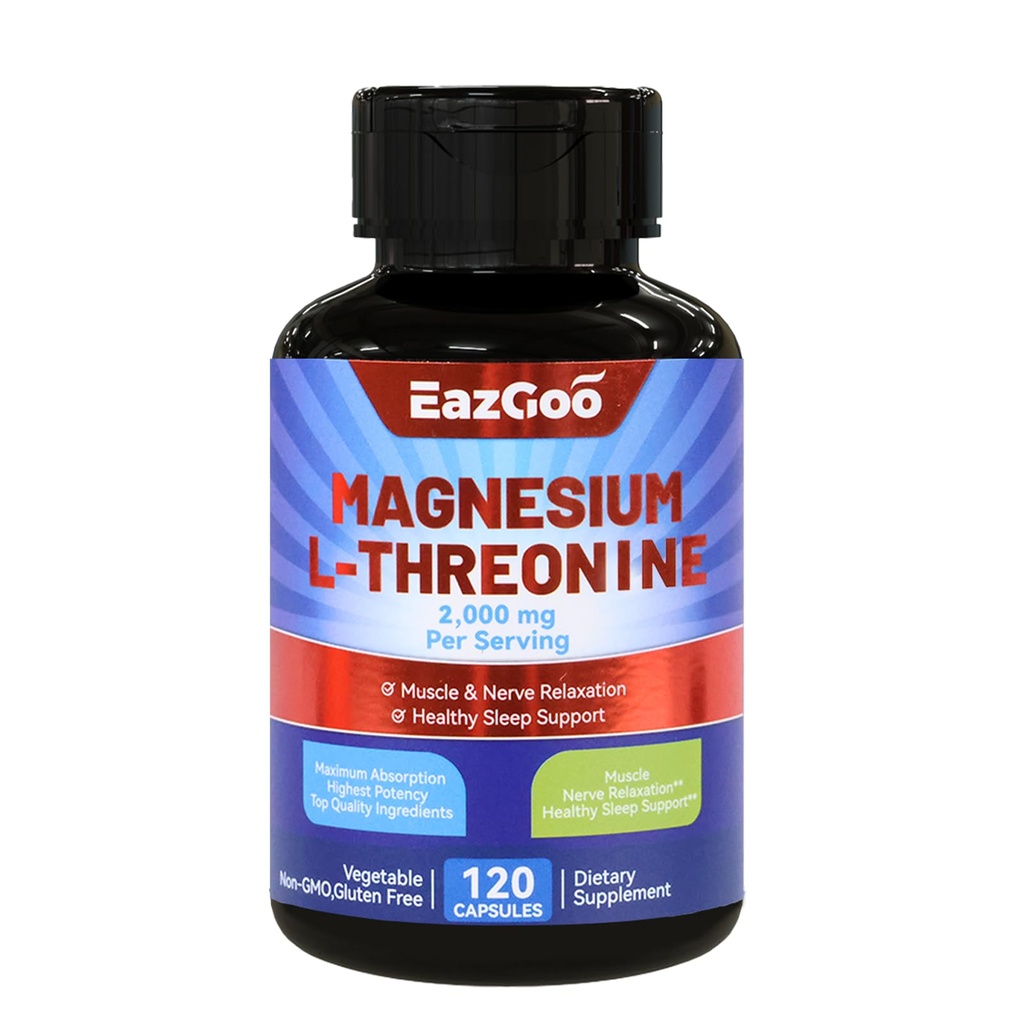 Supplément de magnésium L-Thréonine, supplément de magnésium minéral, supplément de magnésium L-Thréonine 2000mg, 120 Capsules
