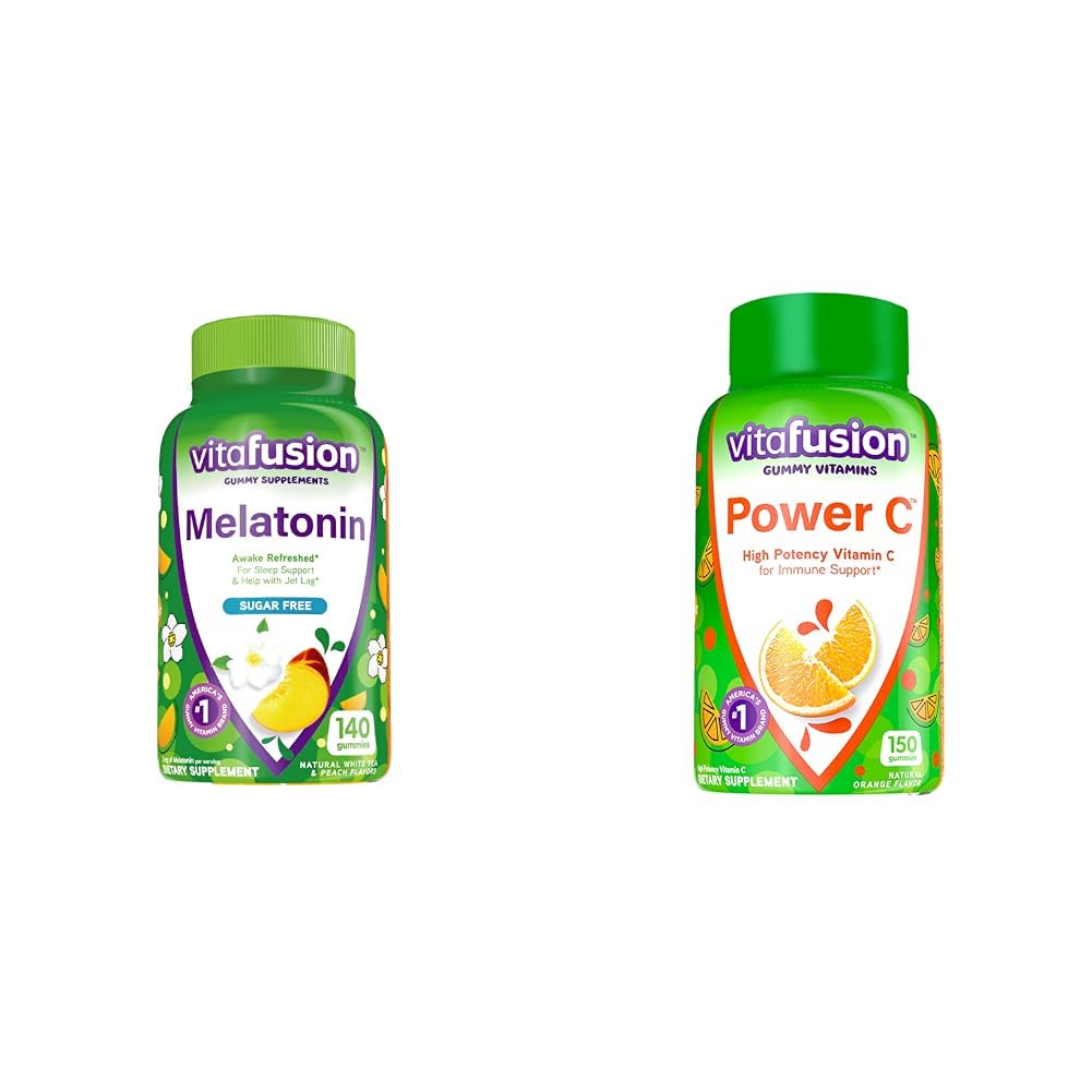 Vitafusion Melatonine 140ct Puissance C Gommies Vitamine C 150ct Immune Soutien Arôme Orange