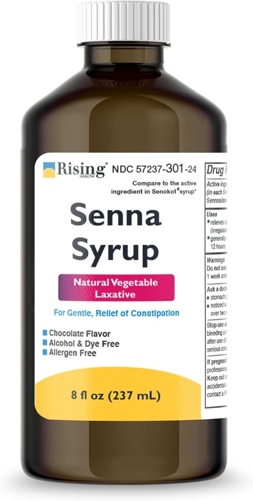 Rising Health Natuurlijke plantaardige Laxative - Senna Sennosides Syrup 8.8mg/5ml - Constipatie Relief - Chocolate Flavor - Vergeleken met Senokot® Syrup