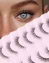 Alleen alle natuurlijke wimpers Wispy wimpers natuurlijke look valse wimpers natuurlijke flares vals oog wimpers zachte fluffy wimpers 7 paar D1 natuurlijk (6-13MM)