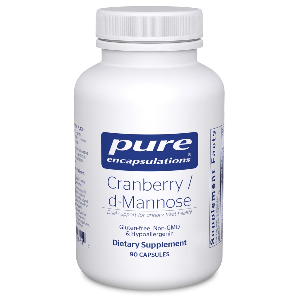Encapsulations pures Cranberry D-Mannose - Soutient la santé du trac urinaire* - avec les solides de fruits de canneberge - Vegan & Supplément alimentaire non-OGM - 90 capsules