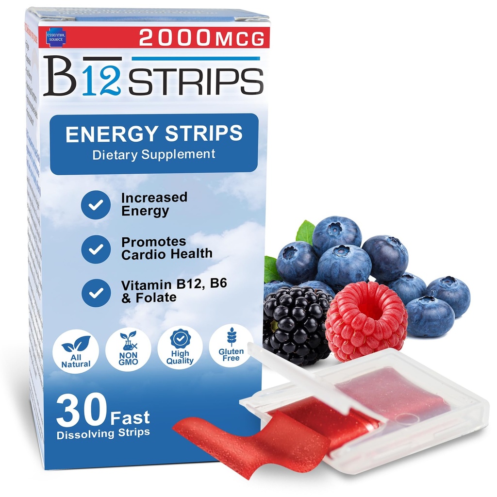 Source essentielle 2 000 mcg Méthylcobalamine Vitamine B12 Bandes d'énergie sublinguales (en anglais seulement) Biotine, B6, 5-MTHF L-méthylfolate (en anglais seulement) Vitamines sublinguales (en anglais seulement) B12, Folate (en anglais seulement) Énergie, fonction nerveuse - 30 Bandes