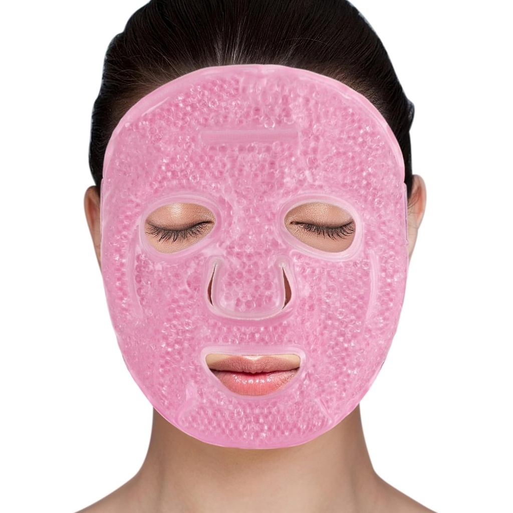 LotFancy Face Ice Pack, Masque de visage de glace réutilisable, Gel Perle Cold Face Eye Masque, Compresseur à froid chaud pour puffines, routine faciale, récupération post-chirurgicale, maux de tête, soins de la peau, soins post-Laser