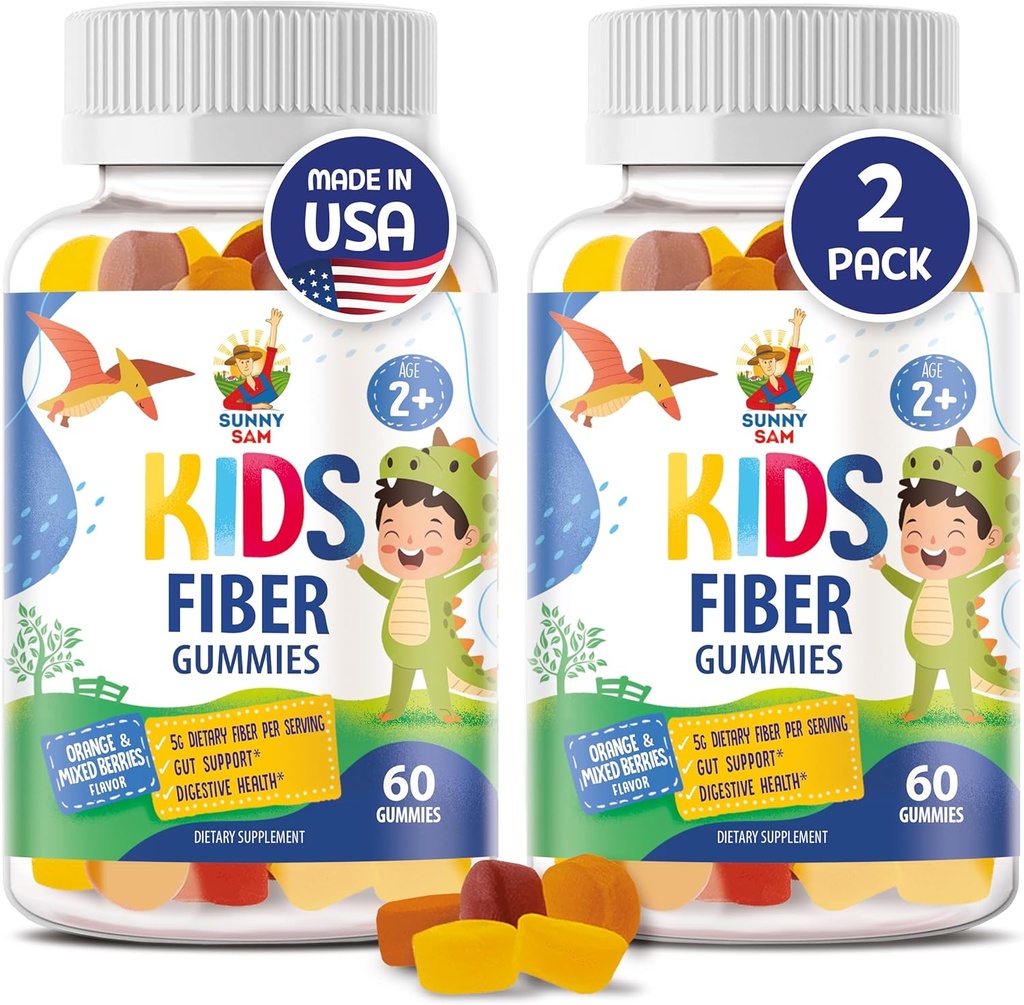 SUNNY SAM Vezel Gummies voor kinderen en volwassenen - Vezel kauwgom voor verbeterde immuniteit, optimale algemene welzijn