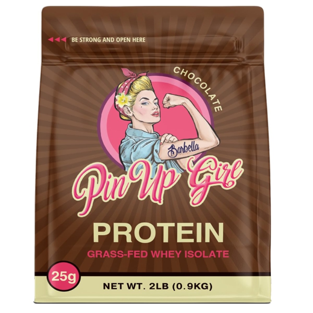 Pin Up Girl Whey Protéine Isolate Poudre de chocolat hollandais $ 25g de protéines par portion $ Premium Muscle-Building Whey Protéine pour les femmes $ Sans gras, faible teneur en calories, faible teneur en glucides, pas de sucre ajouté (32 onces)