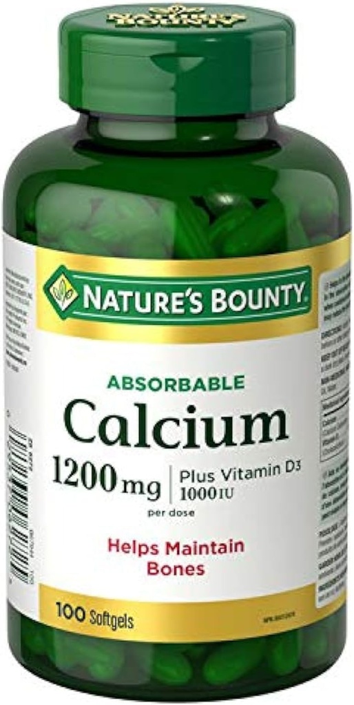 Nature's Bounty Absorbable Calcium 1200mg plus Vitamine D3 1000IU 100 telling