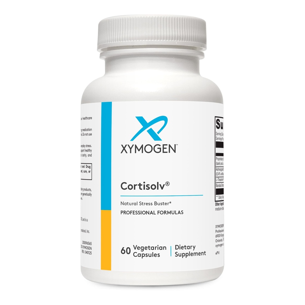 XYMOGEN Cortisolv Supplément Cortisol - Supplément Ashwagandha avec L Theanine pour soutenir les niveaux de cortisol en santé, l'énergie, la relaxation et la clarté mentale (60 capsules)