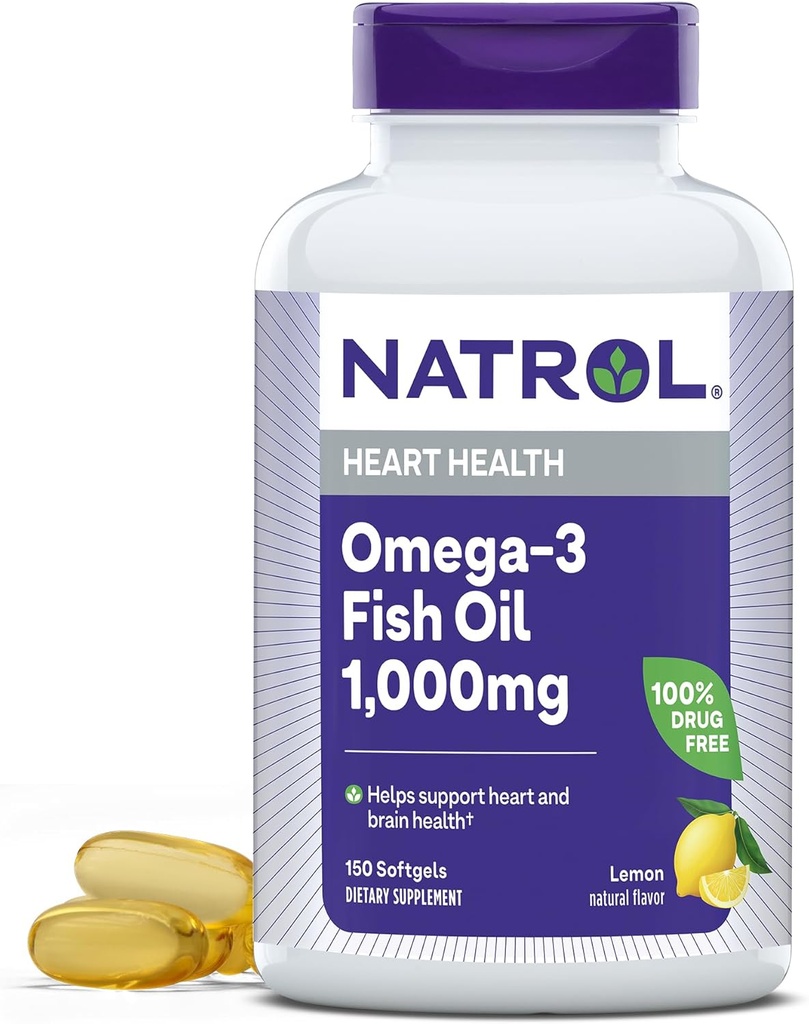 Natrol, Omega-3 Fish Oil Softgels, Heart Health Dietary Supplement, 1000 mg, 150 Tellen