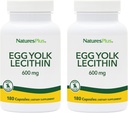 NaturesPlus Egg Yolk Lecithin - 600 mg, 180 Capsules - Verpakking van 2 - Sojavrij, Glutenvrij - 180 Totaal porties