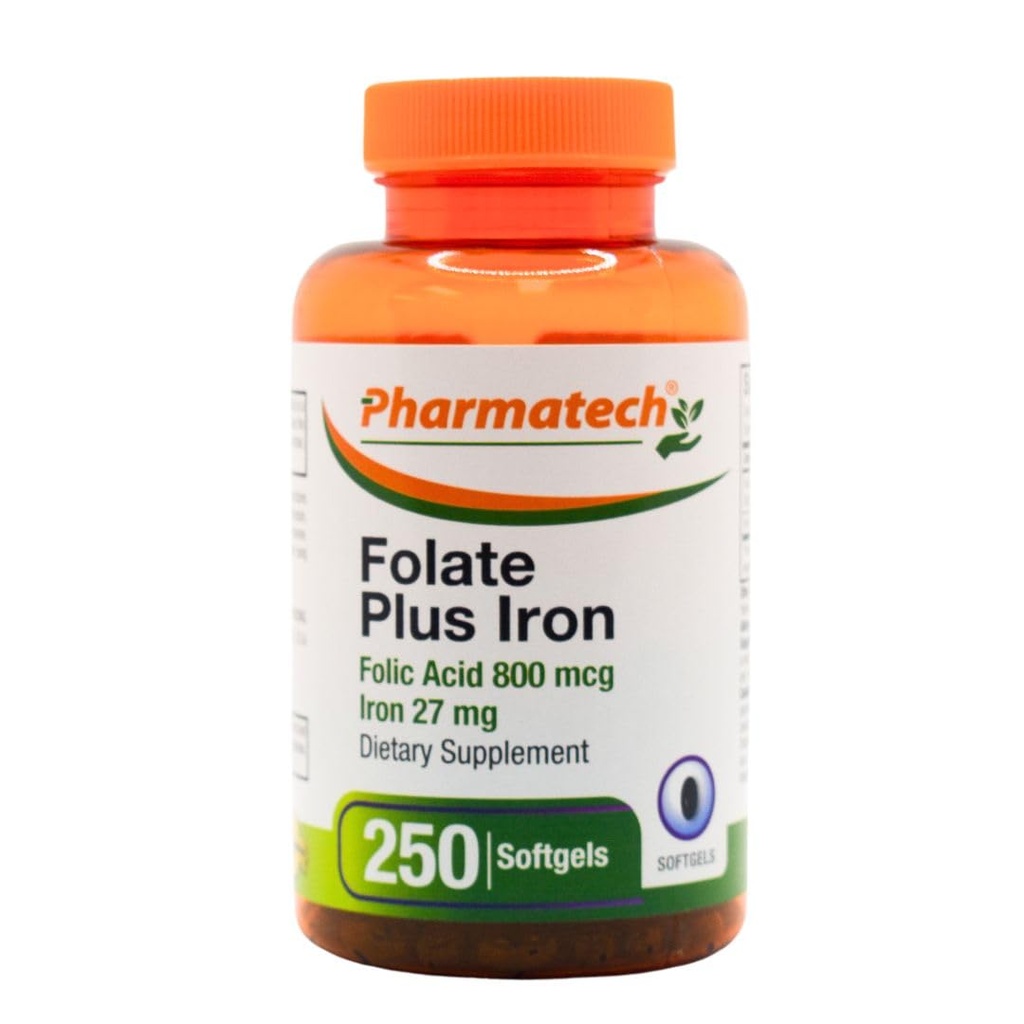 Foliumzuur 800 mcg Plus Iron 27 mg Supplement voor vrouwen, vitamine B9, Folium prenatale, snelle Absorptie, Made in USA, 250 Softgels