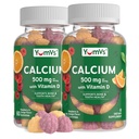 YumVs Calcium 500mg avec Vitamine D3 - Framboise et orange Flavor Calcium Vitamine D Gummies, supplément calcium à croquer pour les enfants et les adultes, Vitamine D Gummies Calcium (60 Nombre (paquet de 2))