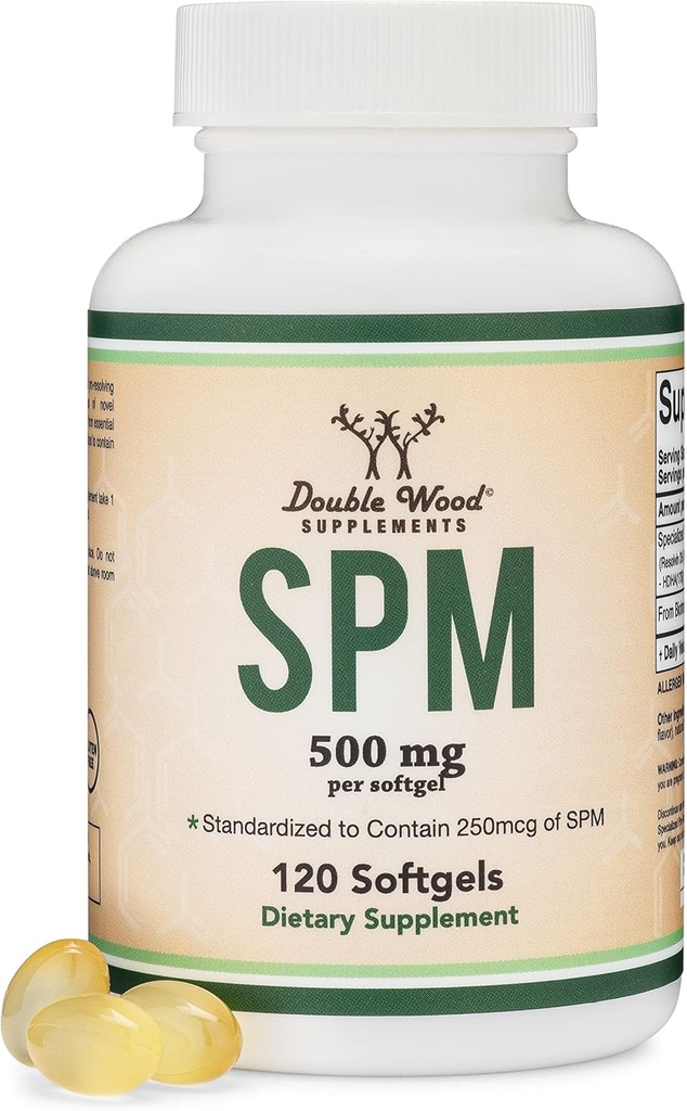 SPM Max (Specialized Pro-Resolving Mediators) 120 Softgels, 500mg (Alleen product gestandaardiseerde en derde partij getest om actieve SPM's te bevatten, Controleer het supplement Fact Panel) door dubbelhout