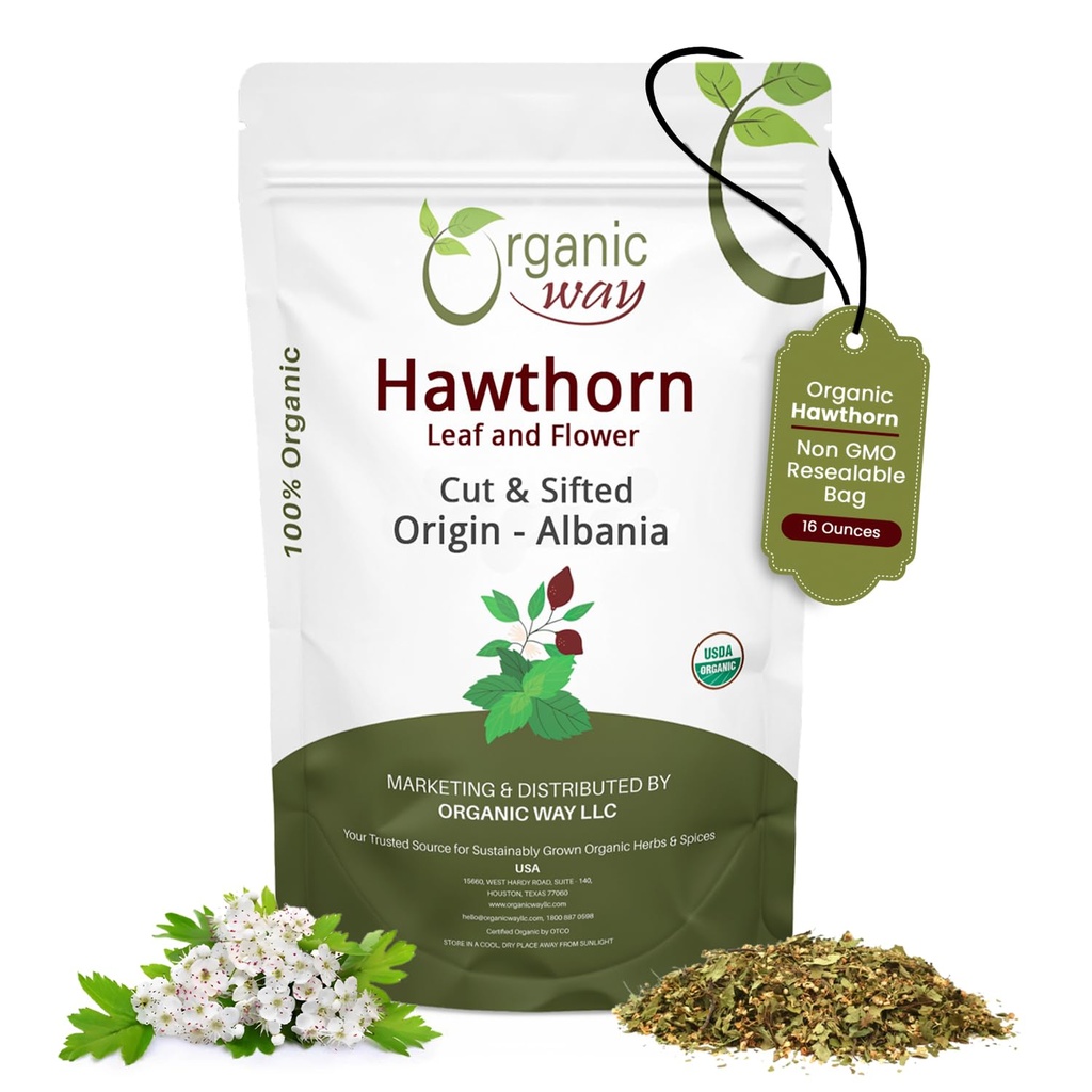 Organic Way Hawthorn Leaf and Flower Cut & Sifted (Crataegus monogyna) - Kruidenthee 