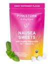 Roze Ooievaars Biologische Pepermunt Snoep voor Morgen Ziekte en Beweging Ziekte Ondersteuning, Toegevoegd Vitamine B6, 1e Trimester Zwangerschap Moeten - 30 Wrapped Pepermunt Candies