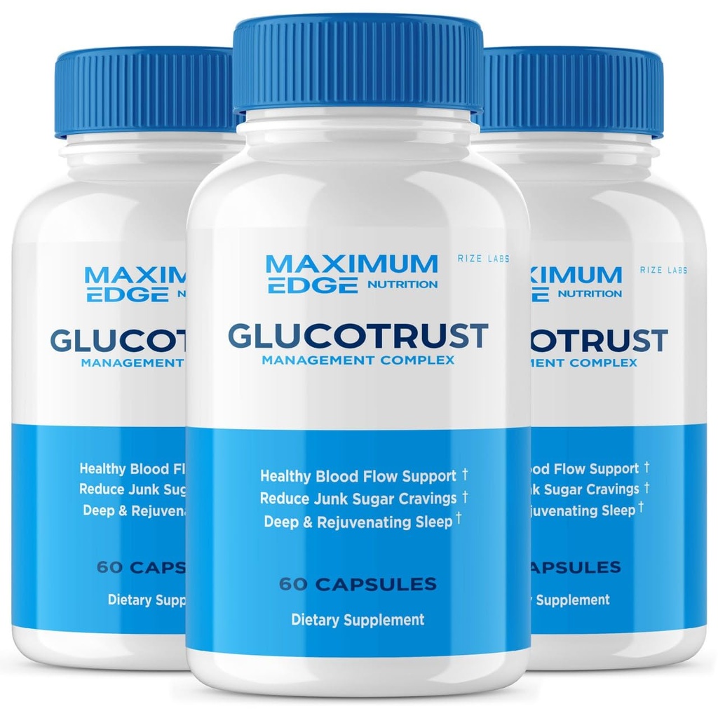 rize labs - Glucotrust Supplement Capsules, Advanced Formula Pillen, Balance Originele Rand Ondersteuning Extra sterkte, Natuurlijke, Vegan, 3 Pack (180 Capsules)
