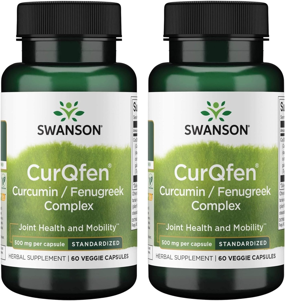 Swanson Controlled Release Curqfen Curcumin/Fenugriek Complex 60 Veg Capsules (2 Pack)