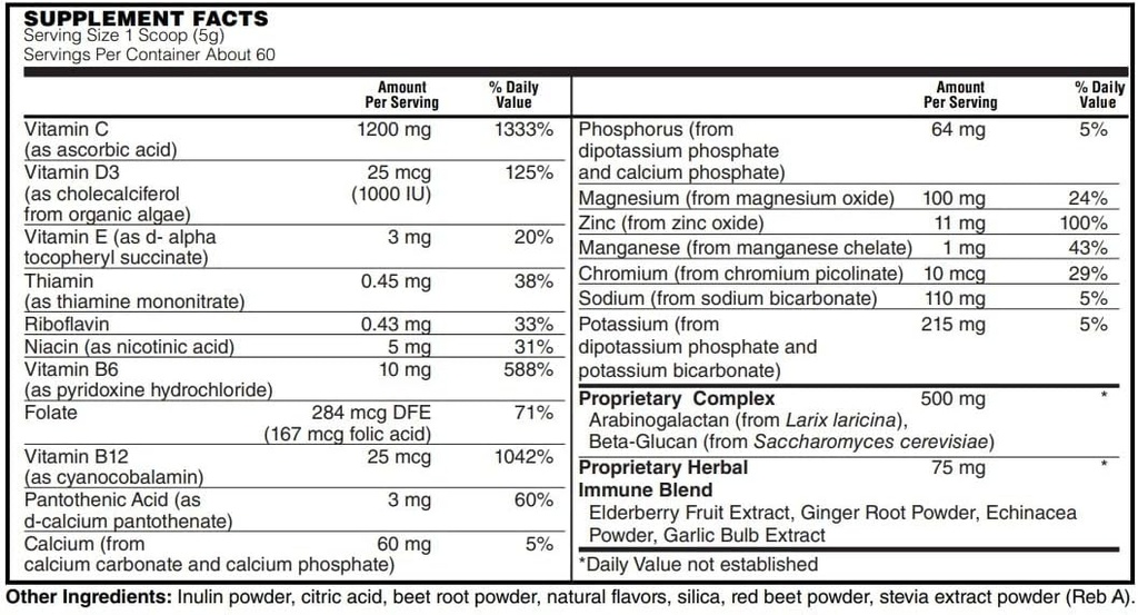 BariatricPal Immunolyte Fizz met 1200 mg vitamine C Plus D3, Zink & Vlierbes - Immune Support & Electrolyte Recovery! - Berry