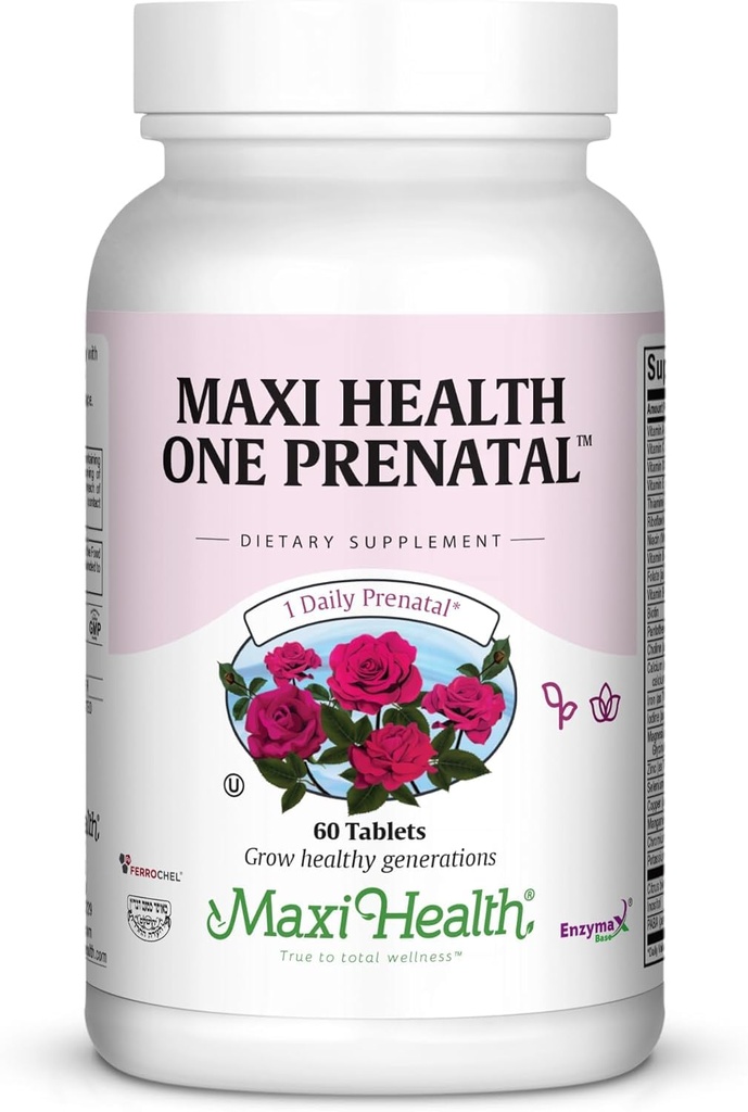 Santé Maxi Vitamines prénatales pour les femmes – Un jour prénatal avec un folate méthylé, un doux soutien en fer et en ADH – Doctor Formulé, Multivitamine Kosher pour la grossesse – 60 capsules (60 jours d'approvisionnement)