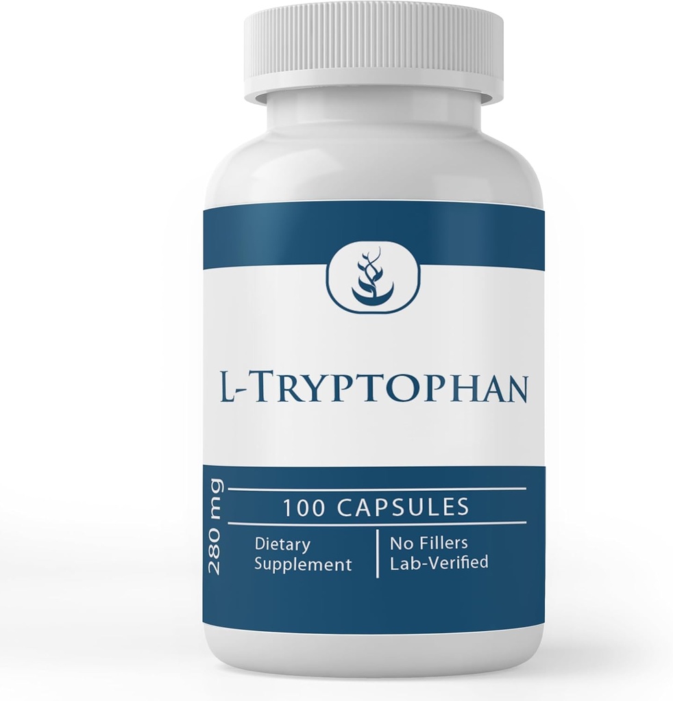 Pure originele ingrediënten L-Tryptofaan, (100 capsules) Altijd zuiver, Geen additieven of fillers, Lab geverifieerd